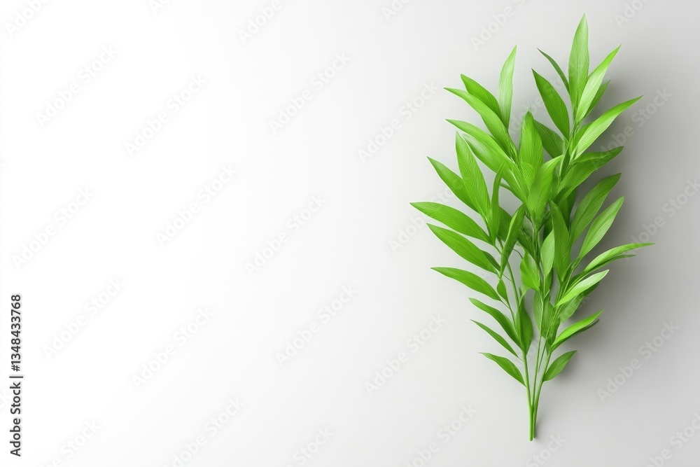 Fototapeta premium Fresh green leaves on a white background