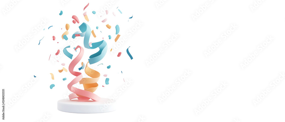 Fototapeta premium Colorful confetti falling on a white background for a celebration.