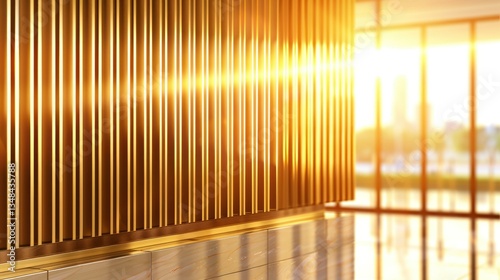 Wallpaper Mural Golden wall panel interior with sunlight Torontodigital.ca