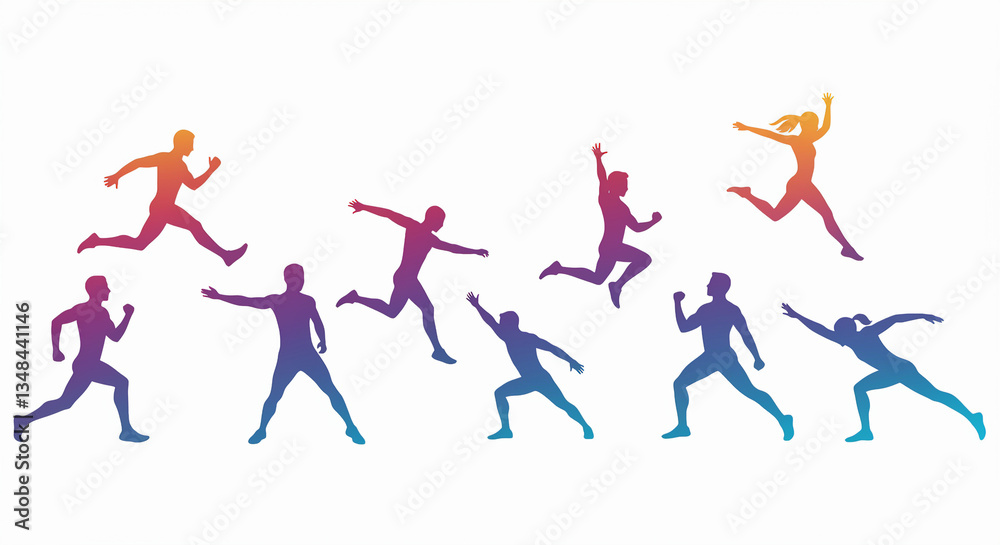 Dynamic Silhouette of Runners in Motion – Sports and Fitness Concept Dynamic Silhouette of Runners in Motion – Sports and Fitness Concept