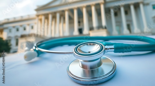 Healthcare Policy: Stethoscope and Government Building