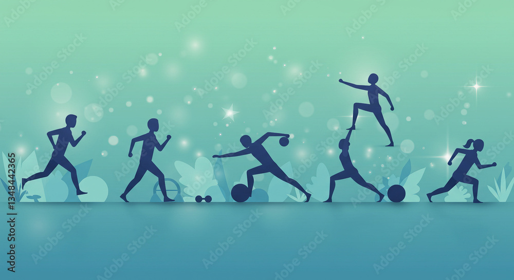 Obraz premium Dynamic Silhouette of Runners in Motion – Sports and Fitness Concept