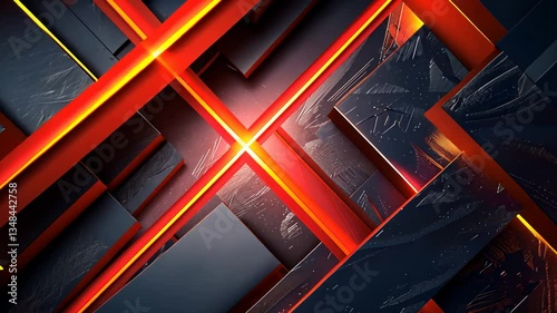 Abstract geometric design with intersecting lines and vibrant colors.  Intricate layered shapes create a dynamic visual effect