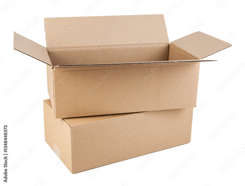 Cardboard boxes isolated on white background.