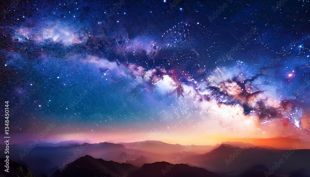 Fototapeta premium cosmic background with starry sky and colorful nebula