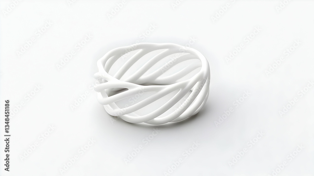 Naklejka premium White Woven Ring on White Surface Artistic Design Object Isolated in Studio