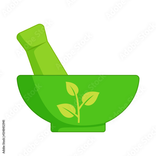 Vector illustration of organic mortar pestle on transparent background