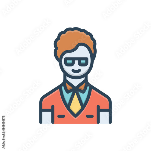 Color illustration icon for manager