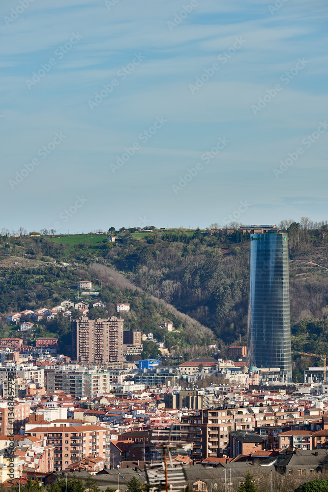 Vertical view of the skyscrapers and san mames football club of Bilbao Vertical view of the skyscrapers and san mames football club of Bilbao