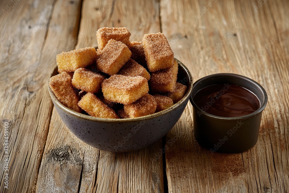 Churro Bites (Spain) A bowl of bite-sized churros dusted with cinnamon sugar Churro Bites (Spain) A bowl of bite-sized churros dusted with cinnamon sugar