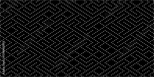 Abstract grunge grid polka dot halftone background pattern. Spotted black and white line illustration.
