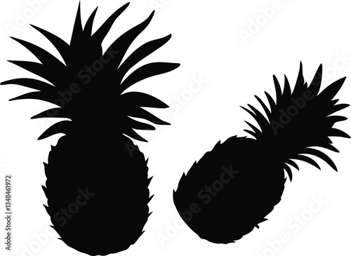 Pineapple silhouette ananas vector illustration,Pineapple vector