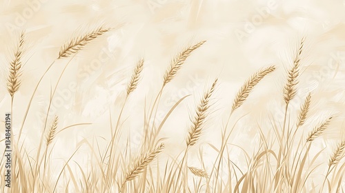 Serene Wheat Field Under a Pale Sky: A Peaceful Pastoral Scene