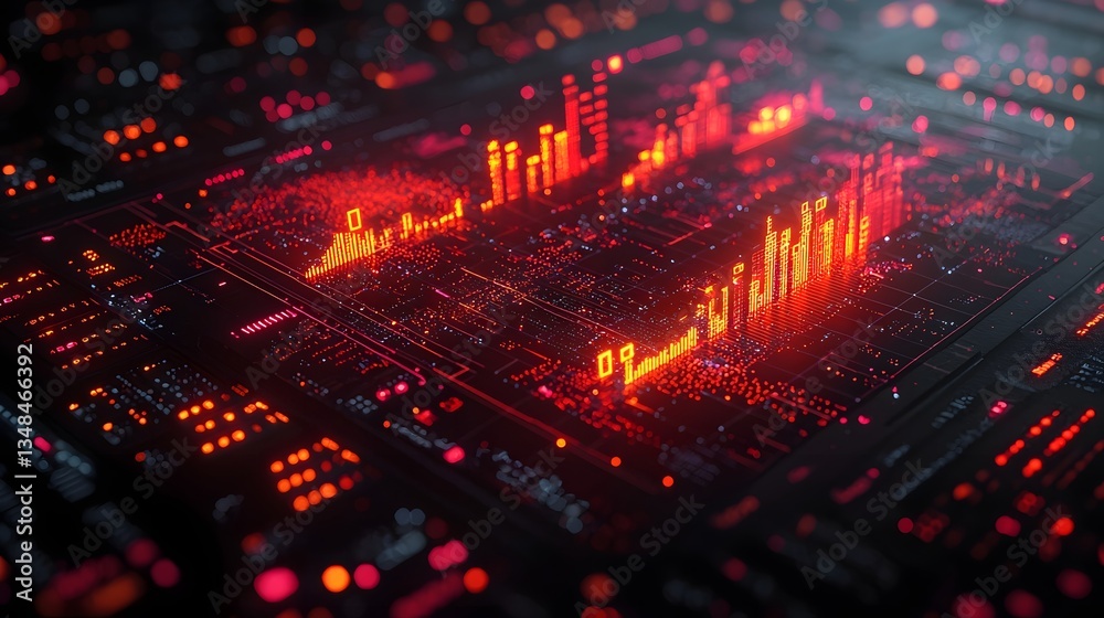 Fototapeta premium A glowing global trade route displayed on a digital dashboard showcasing the interconnectedness of international markets