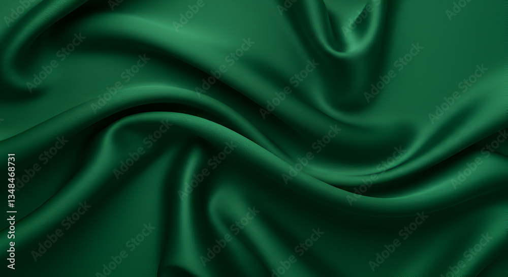 Fototapeta premium A high-resolution, luxurious emerald green fabric texture with soft folds and smooth lighting