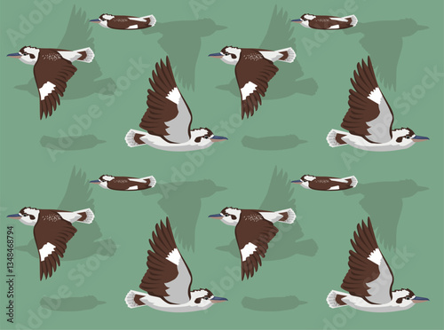 Bird Kookaburra Flying Cartoon Character Seamless Wallpaper Background