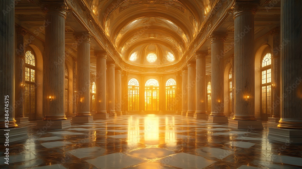 Obraz premium Luxury marble palace with intricate grand columns high resolution picture