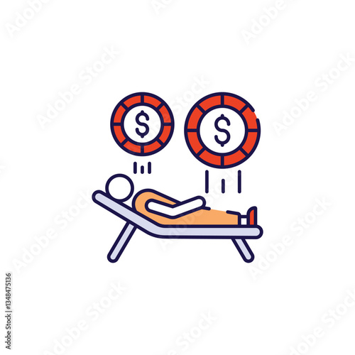 Passive income icon design with white background stock illustration