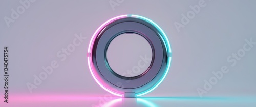 Futuristic Circular Device with Glowing Neon Lights.