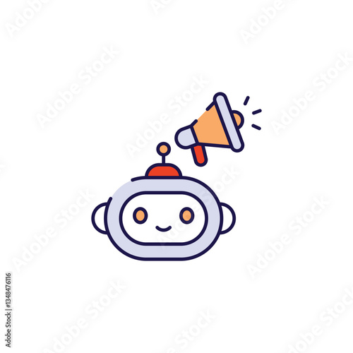 Robot Advertising icon design with white background stock illustration