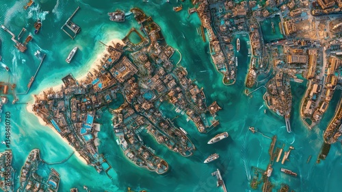 1. Aerial View of Palm Jumeirah Island, Dubai, United Arab Emirates