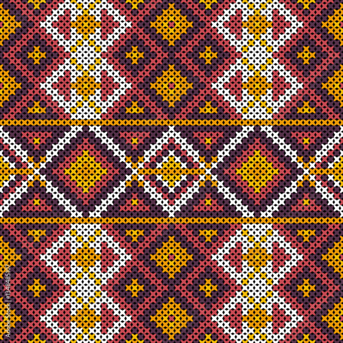 Cross-stitch fabric pattern, bright colors