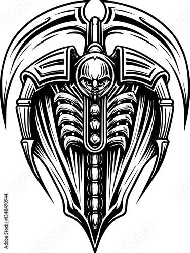 Cyberpunk demons in SVG vector format.Intricate Illustrative Design of a Skull and Shield Motif