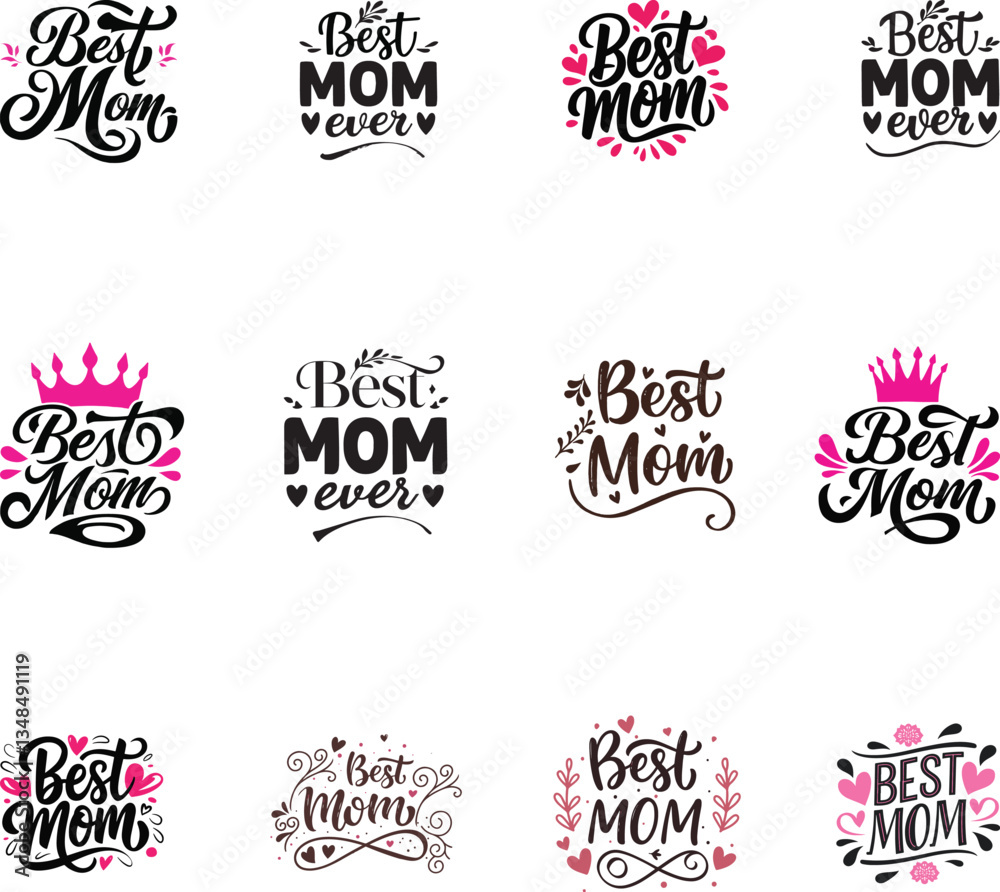 Fototapeta premium I love mom .Best mom ever. Happy mother's day. First time mom, Happy mothers day.