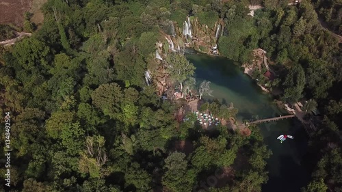 Forest Lake & Waterfalls: Aerial View

