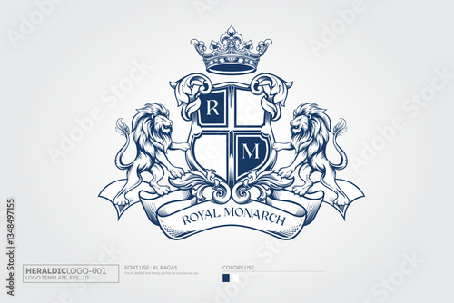 Royal Monarch Vector Logo Template. This logo template suitable for businesses and product names, luxury industry like hotel and real estate. 