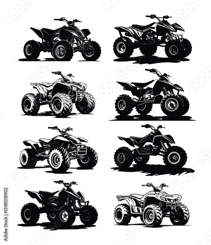 ATV Bike Silhouette Set | Off-Road Quad Vector Illustrations
