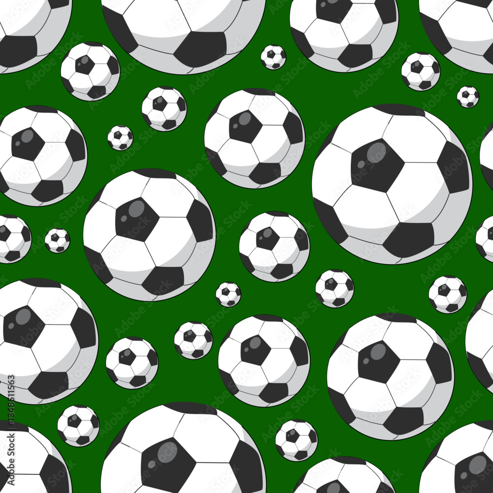 Naklejka premium Ball seamless pattern background. Football illustration pattern. Ball background. Perfect for fabrics, textile, wallpaper, and decor. SSTKbackgrounds