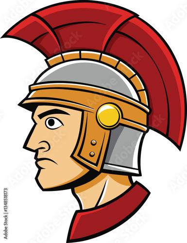 Roman warrior, clad in a crested helmet