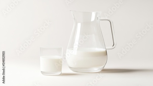 Pitcher and glass of milk photo