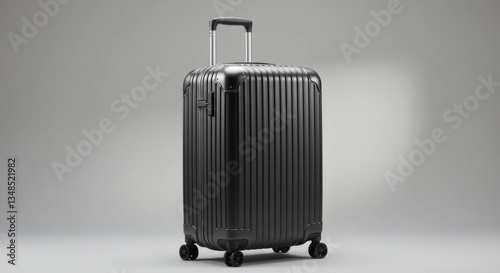 A modern, hard-shell suitcase with a sleek metallic finish.
