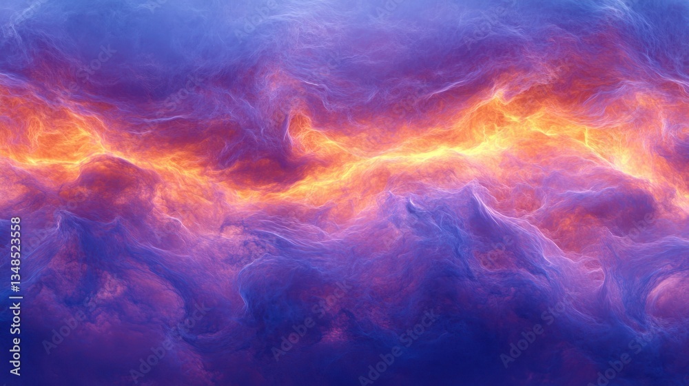 Fototapeta premium Abstract digital illustration depicting a nebula of vibrant colors and form