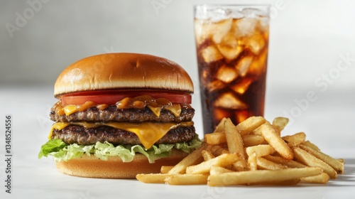 Imagen de comida rápida hamburguesa y papas fritas
