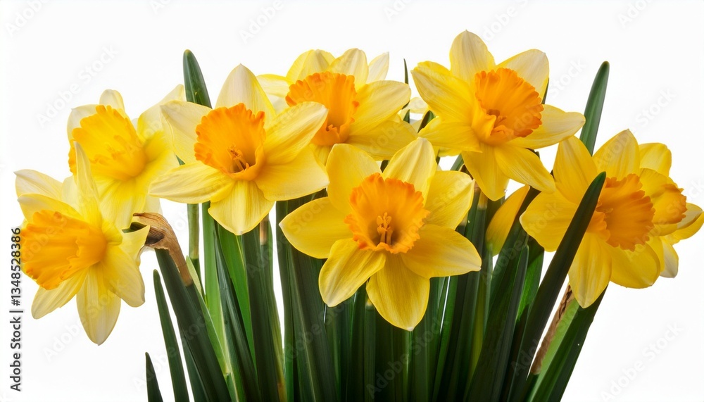 spring yellow daffodils flowers isolated spring yellow daffodils flowers isolated