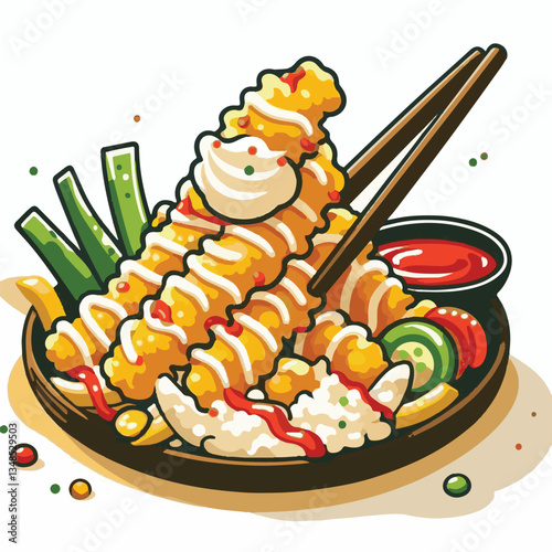 tempura, shrimp, food, delicious, seafood, cuisine, asian, restaurant, lunch, gourmet, meal, crispy, fried, plate, japanese food, dinner, tasty, japanese, sauce, isolated, prawn, appetizer, dish, fres