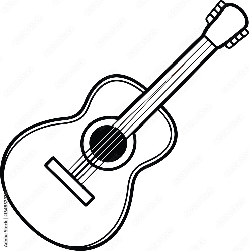 Fototapeta premium Guitar black silhouette vector art and illustration 