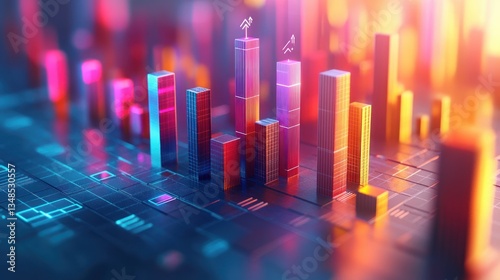 Wallpaper Mural Financial Growth Bar Graph with Percentage Symbols and Arrows Representing Investment and Savings Trends Torontodigital.ca