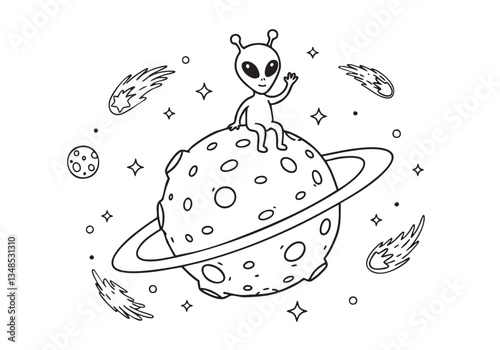  Alien on a Planet – A Cosmic Coloring Book Adventure