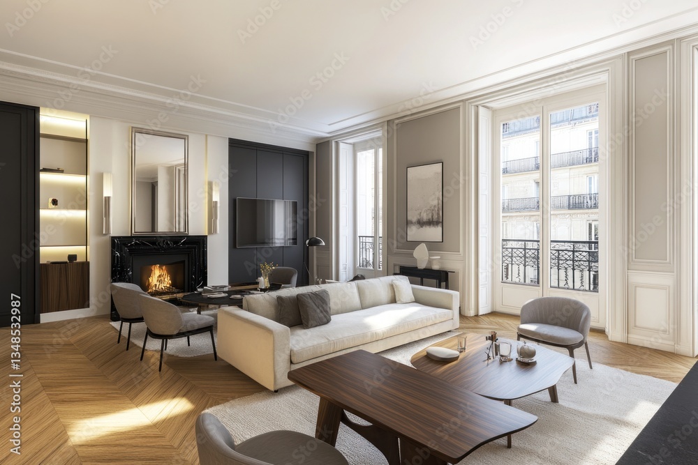 Fototapeta premium A beautifully designed modern living room with elegant decor details