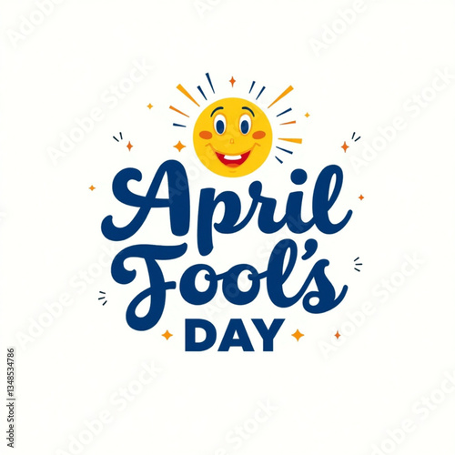 Vector illustration April Fools Day template design with smile icon. Fools day lettering text for celebration party or greeting card. isolated on white background. April fool's day concept.