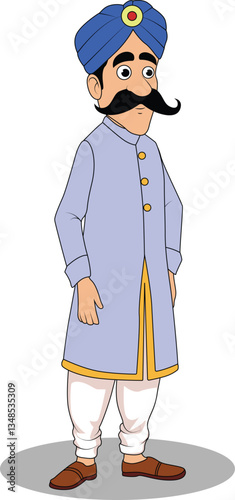A indian Village rich man cartoon character design for 2d cartoon animation - male cartoon character design