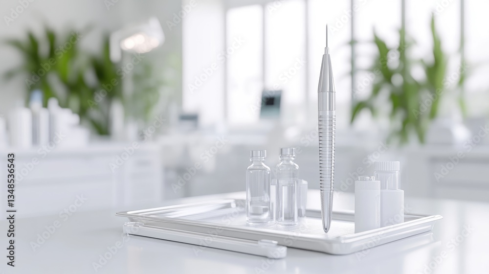 Fototapeta premium Modern sterile lab tools on tray