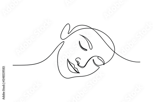 Serene Minimalist OneLine Drawing of a Womans Face