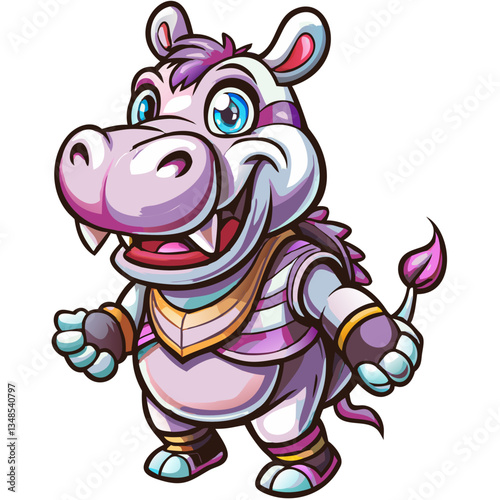 A charming cartoon hippo with an inviting smile, it's a delightful visual