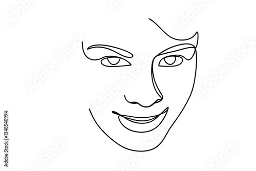 Single Line Drawing Minimalist Female Face Art Portrait Sketch