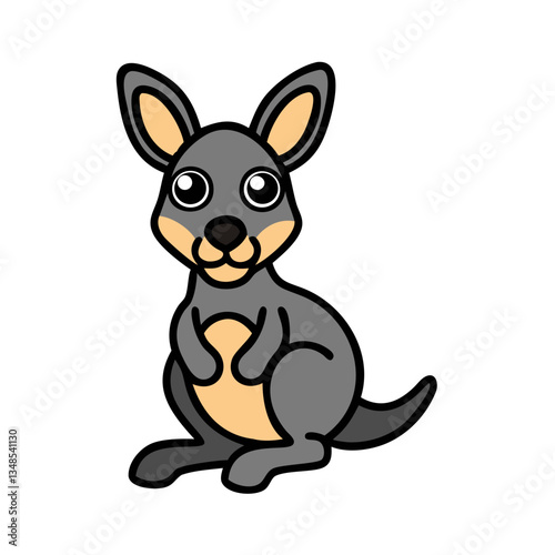 an illustration of a cute cartoon kangaroo with a friendly and playful appearance, ready for adventures. The kangaroo's big eyes express curiosity